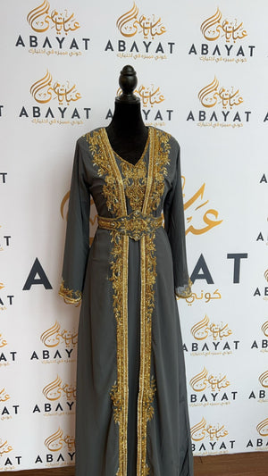 Luxurious Grey and Gold Kuftan #8097721