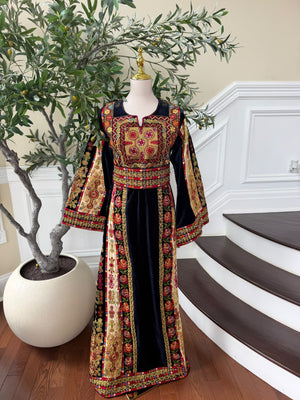 Navy Blue Embroidery Tatreez Thobe