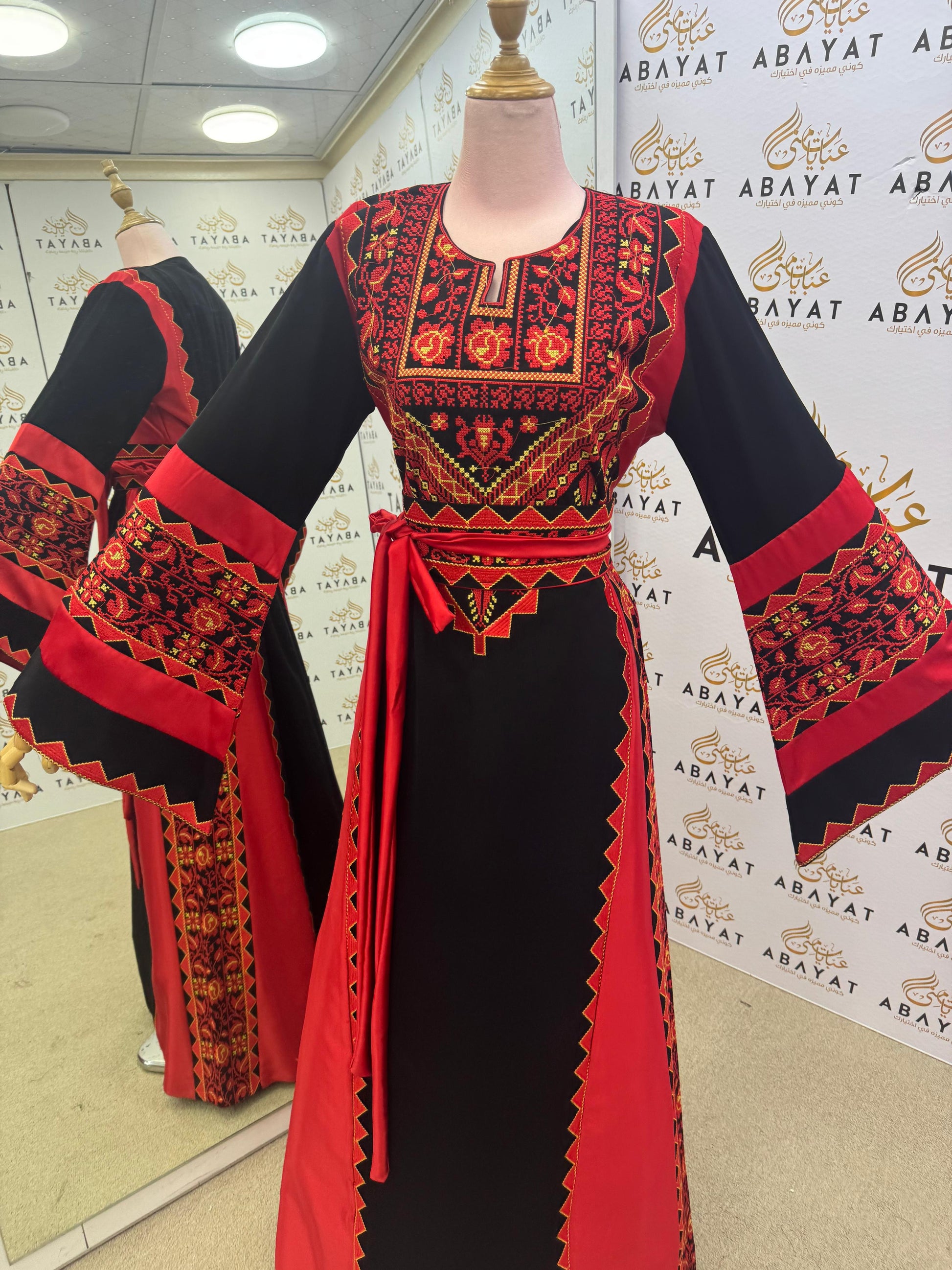 Black & Red Heritage Embroidered Thobe