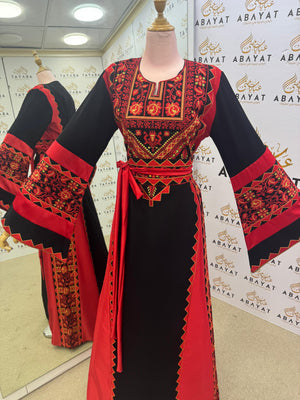 Black & Red Heritage Embroidered Thobe