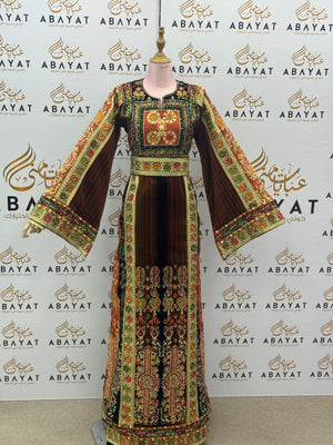 Malaka – Royal Palestinian Embroidered Velvet Thobe Jana & Nar