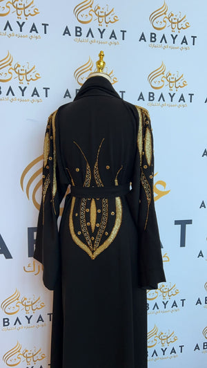 Golden Black Nada Fabric Abaya