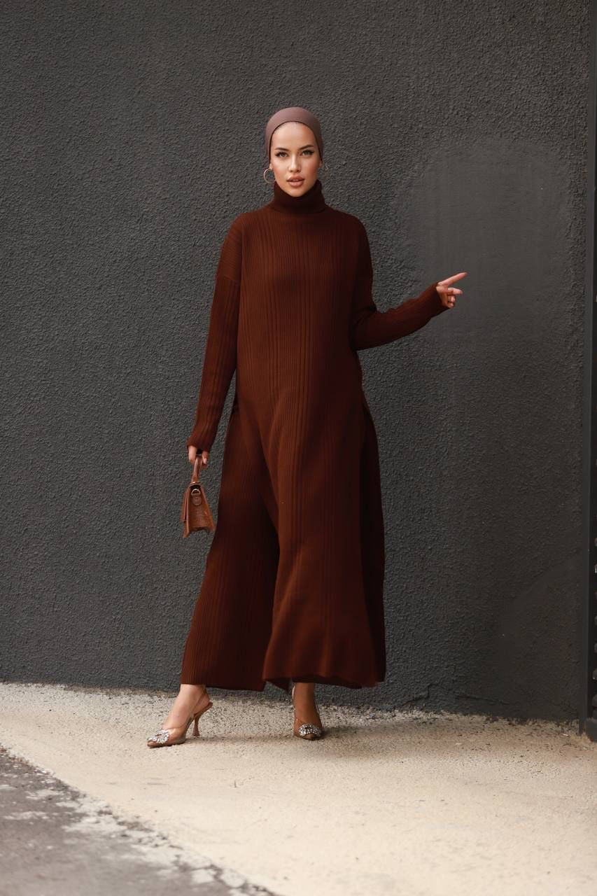 Brown Long Dress 2 Piece #039