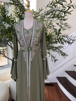 Olive Serenity Embellished Kuftan