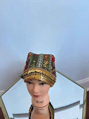 Green Tatreez Embroidery Coin Head Piece