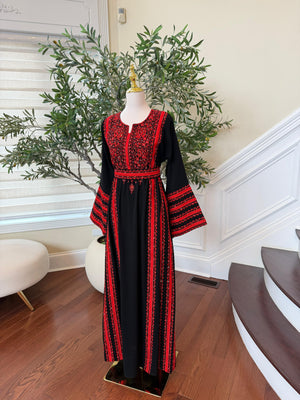 Black Embroidery Tatreez Red Heritage Thobe
