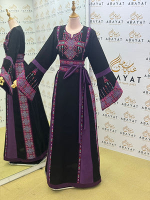 Black Embroidery Tatreez Embellishd Thobe