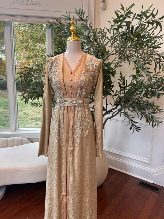 Golden Yellow Beaded Kuftan Elegance