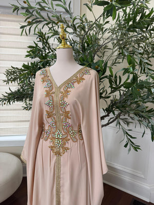 Cream Tatreez Elegance Beaded Butterfly Abaya