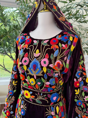 Purple Beaded Embroidery Tatreez Thobe