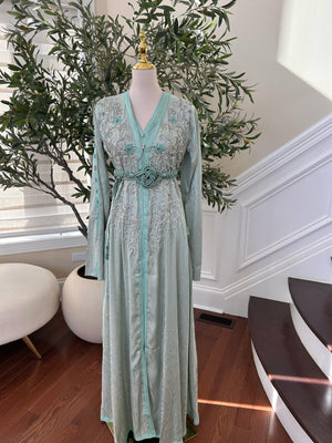 Mint Stone Beaded Kuftan