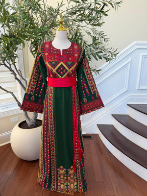Green Embroidery Tatreez Red Thobe