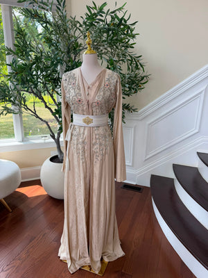 Peach Elegance Floral Kuftan