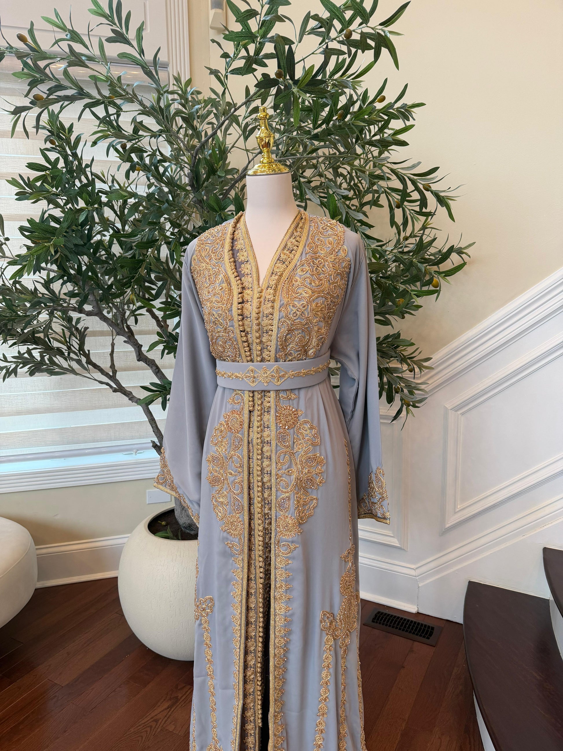 Grey Golden Charm Luxe Kuftan