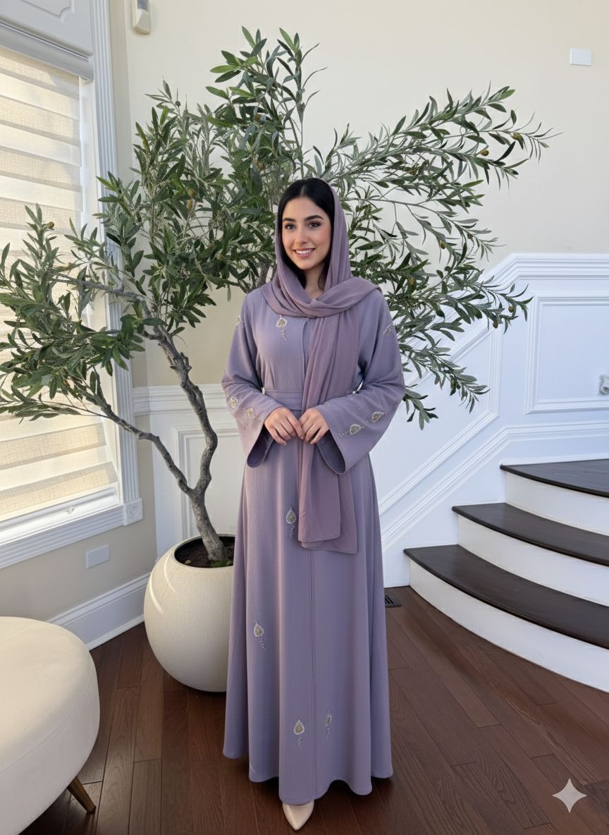 Lavender Essence Beaded Abaya