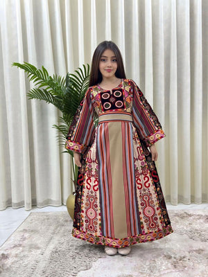 Tan Majdalwi Embroidered Tatreez Thobe