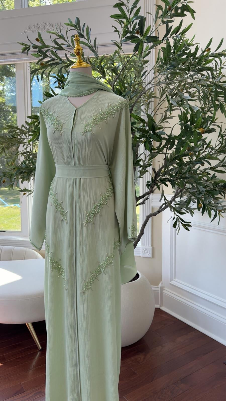 Light Green Charming Modesty Abaya