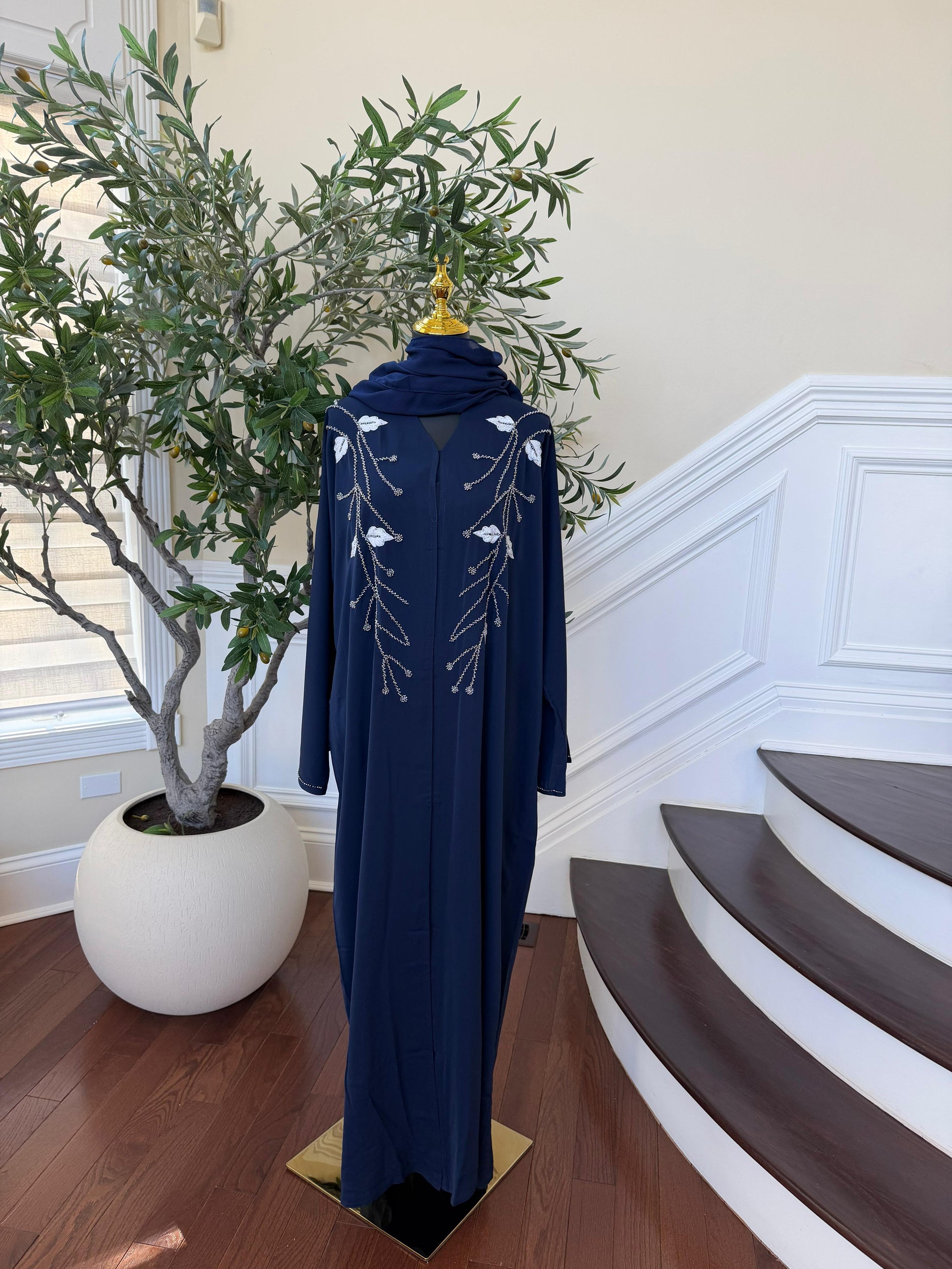 Royal Blue Rose Abaya