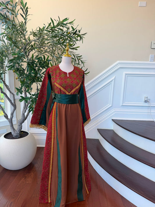 Brown Embroidery Elegance Tatreez Thobe
