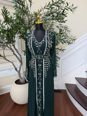 Emerald Green Beaded Rose Kuftan