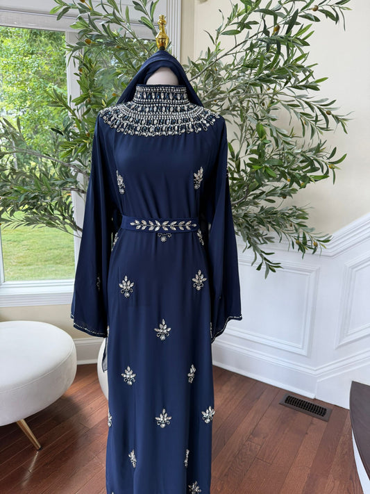 Elegant Blue Stone Abaya