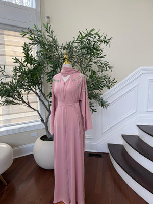 Pink Floral Sleeve Abaya