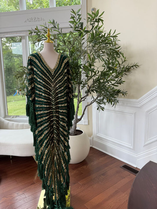 Golden Green Majestic Bling Abaya