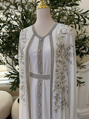 White Royale Floral Kuftan