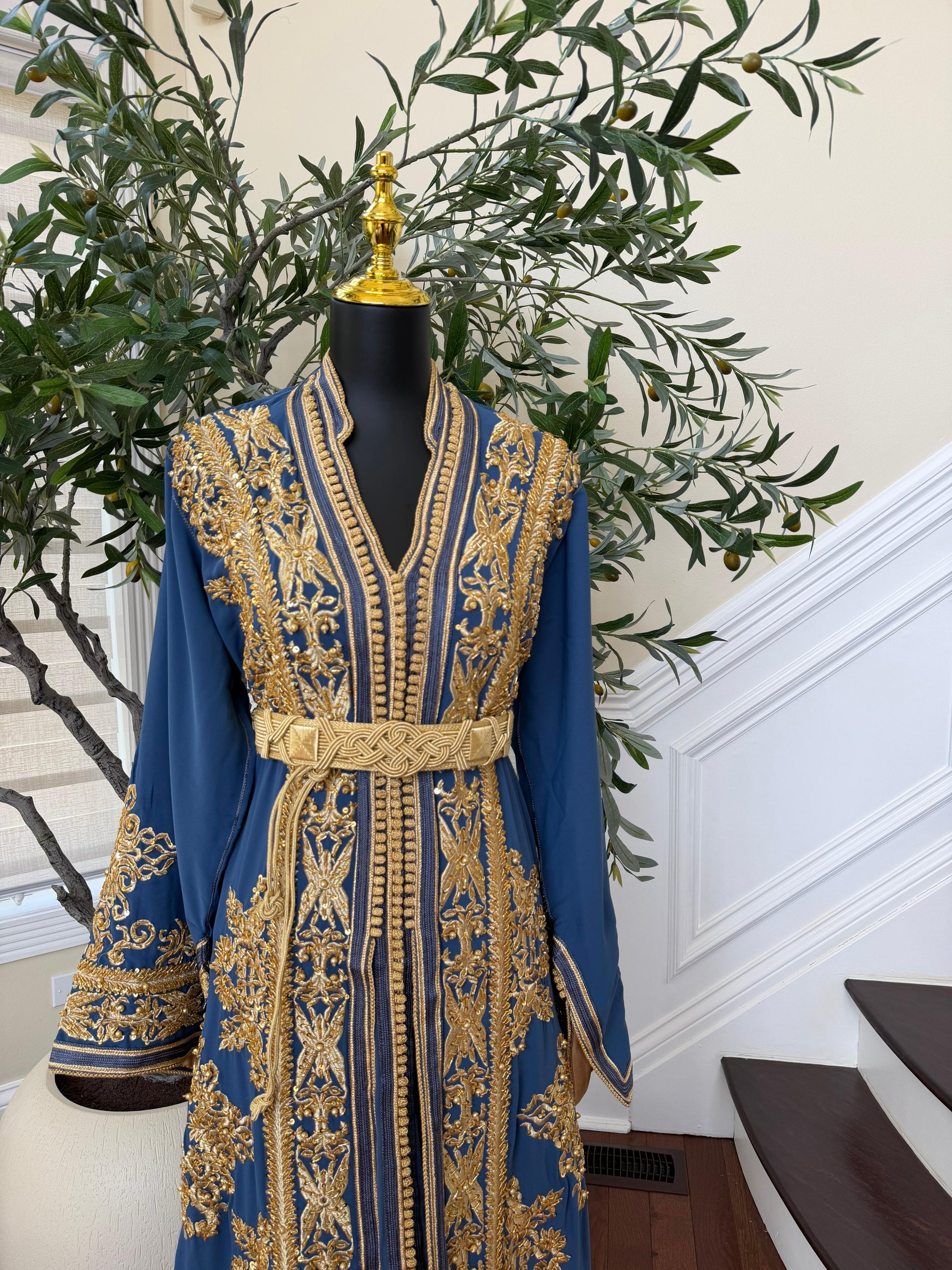 Ivory Blue Golden Essence Kuftan