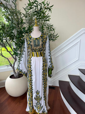 White Embroidery Beaded Thobe