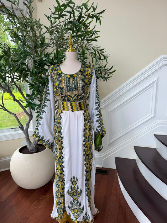 White Embroidery Beaded Thobe