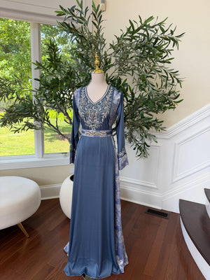 Ocean Breeze Embroidery Beaded Kuftan