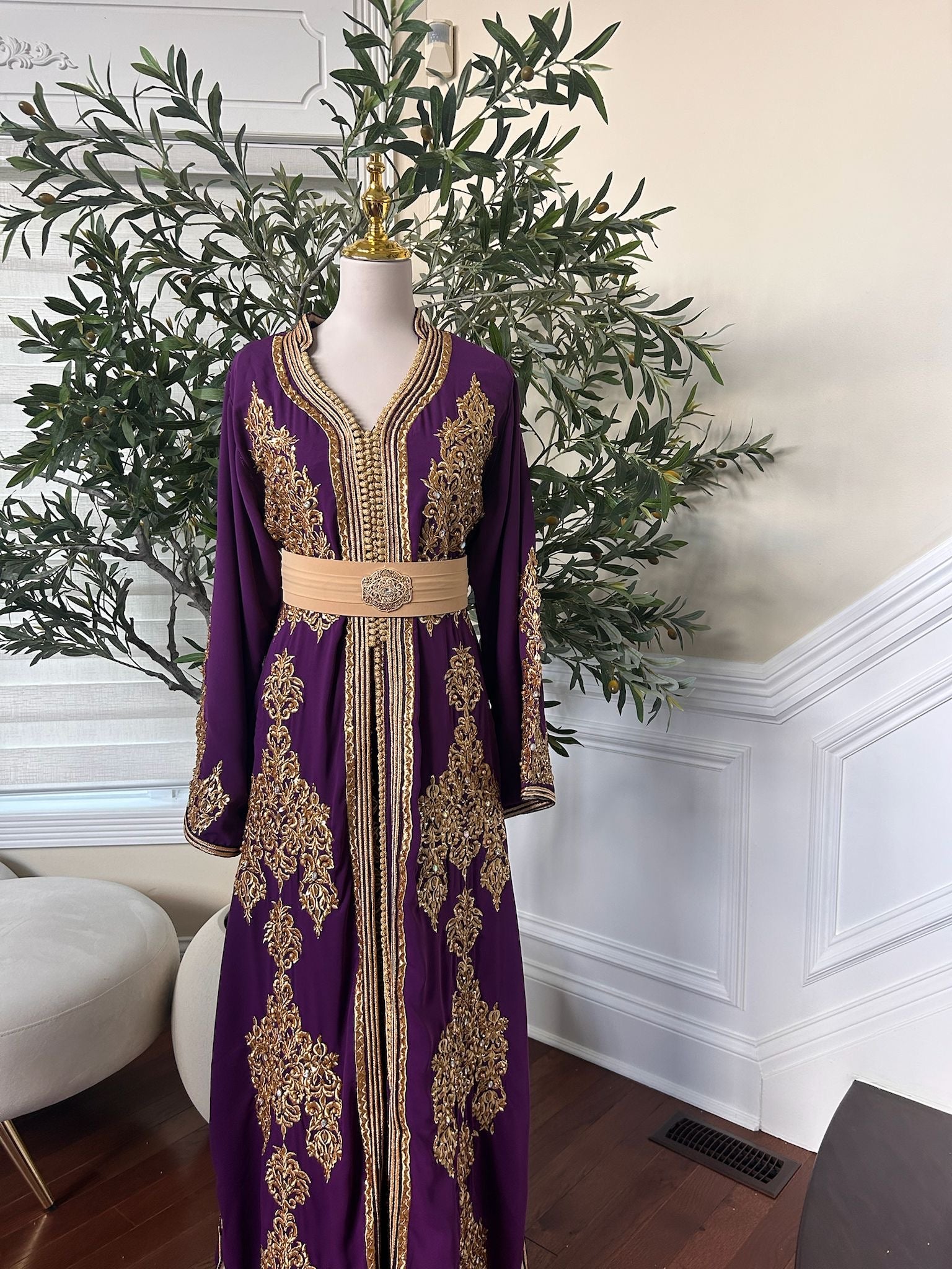 Purple Floral Elegance Kuftan