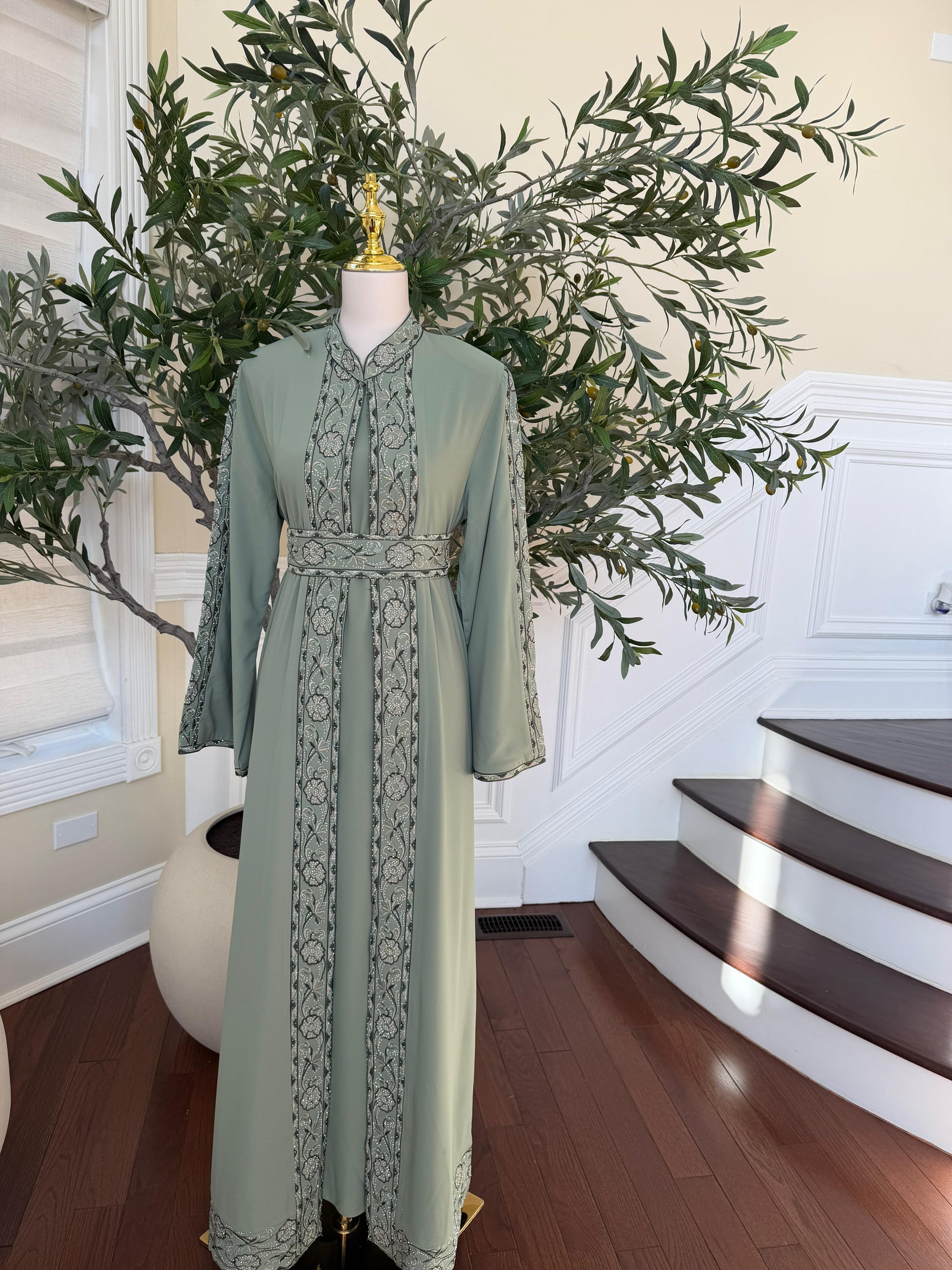 Sage Heritage Tatreez Embroidered Thobe