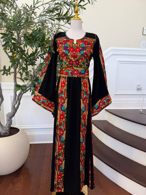 Black Embroidery Tatreez Thobe