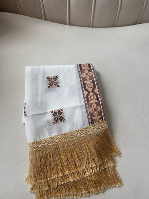White/Gold Tatreez Khirka Shal