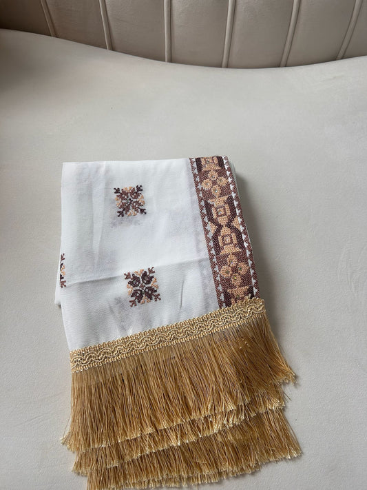 White/Gold Tatreez Khirka Shal