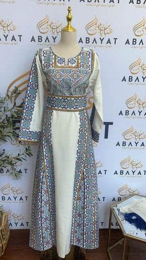 Elegant White/ Blue Traditional Thobe