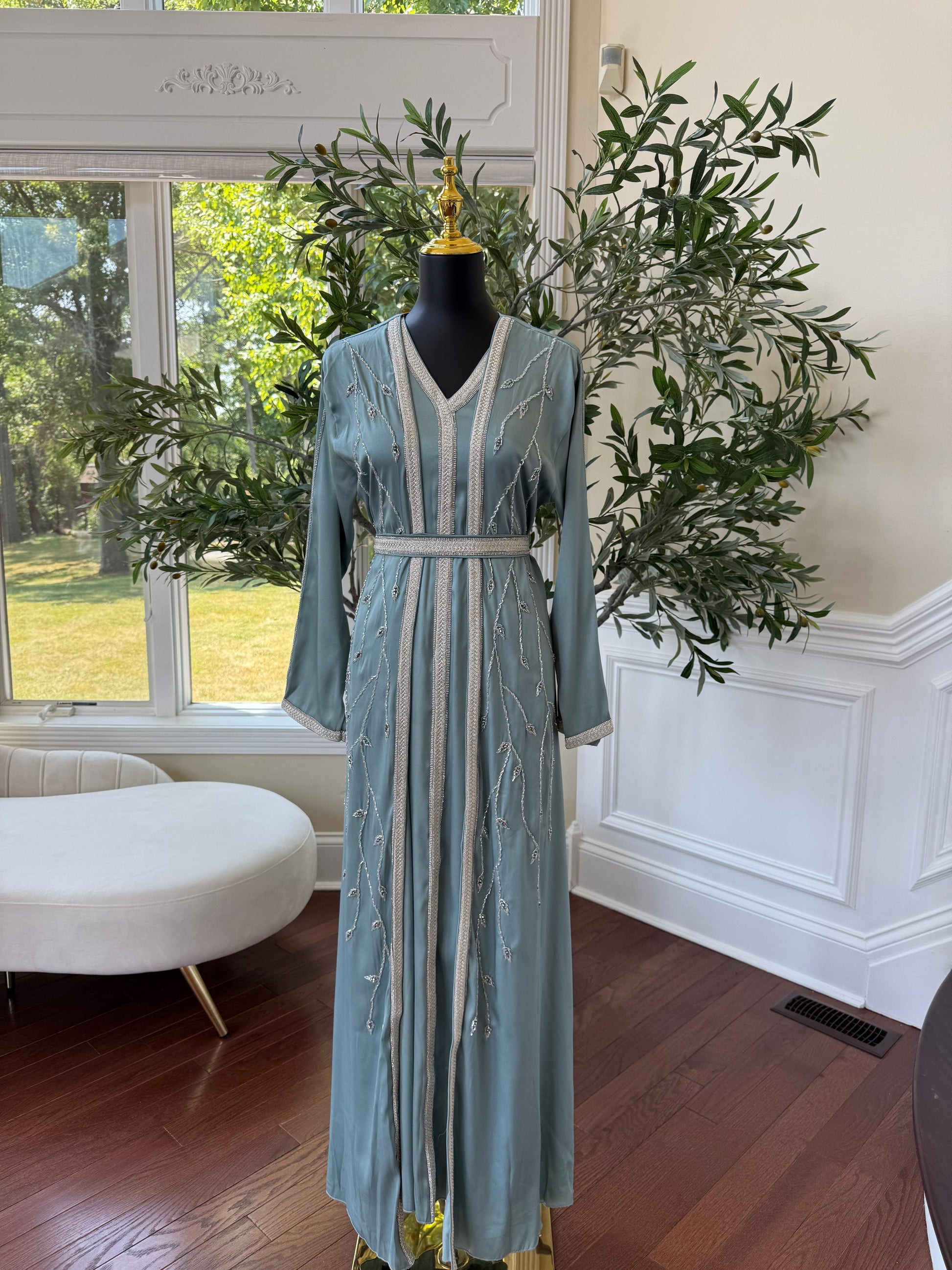 Baby Blue Floral Kuftan