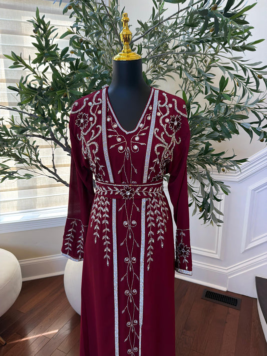 Royale Red Beaded Two Piece Kuftan