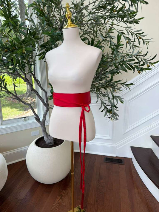 Red Satin Cashmere Belt