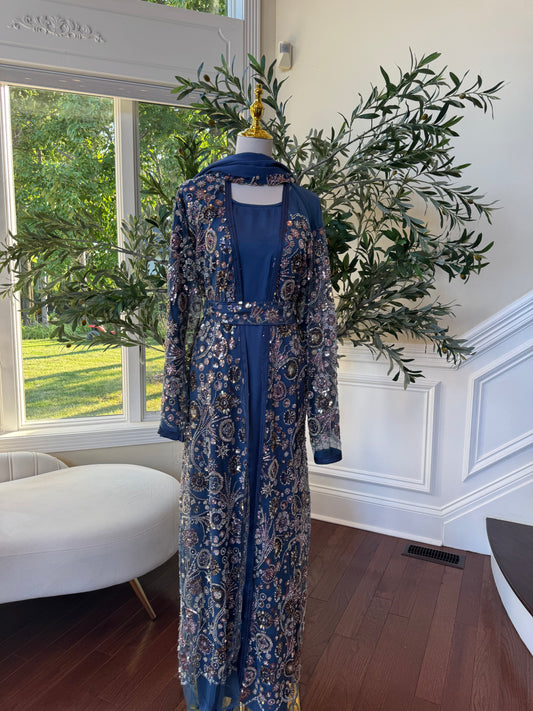 Ocean Breeze Sequin Floral Abaya