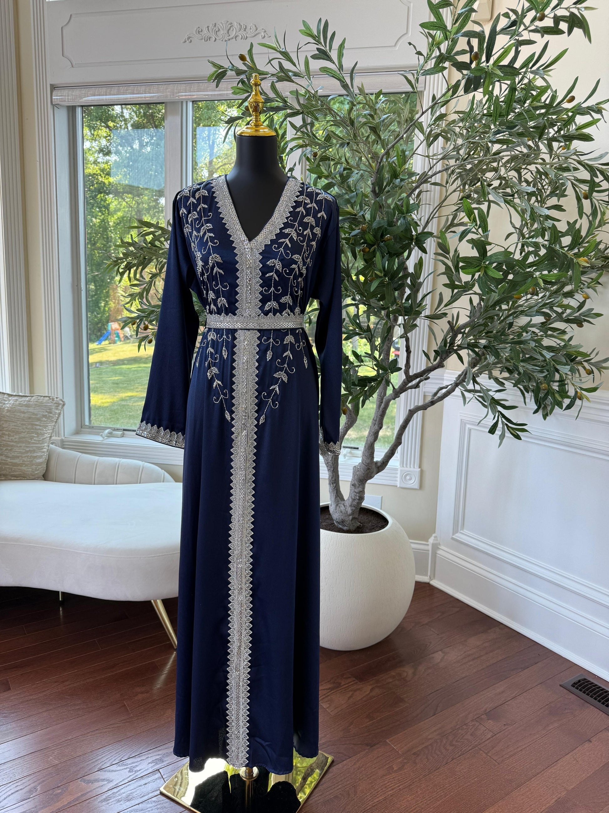 Blue Royal Floral Kuftan