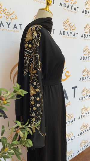 Black Abaya Golden Sequence