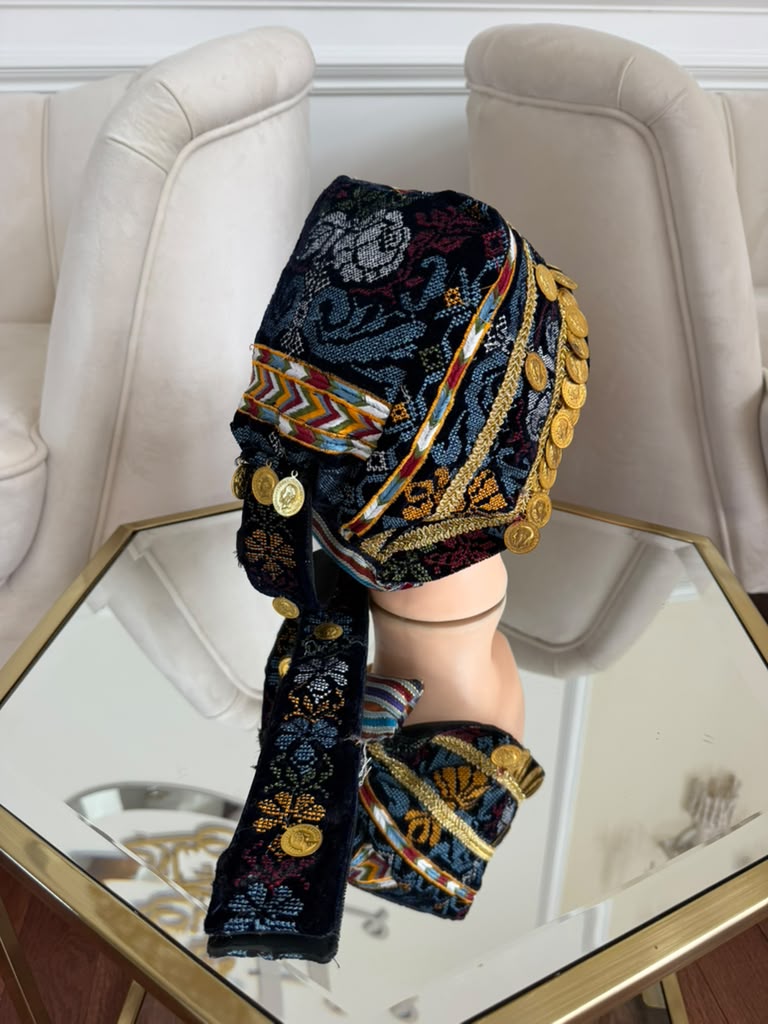 Velvet Blue Embroidery Tatreez Coin Waka- Women’s and Kids