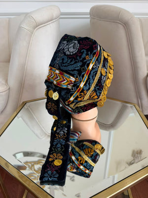 Velvet Blue Embroidery Tatreez Coin Waka- Women’s and Kids
