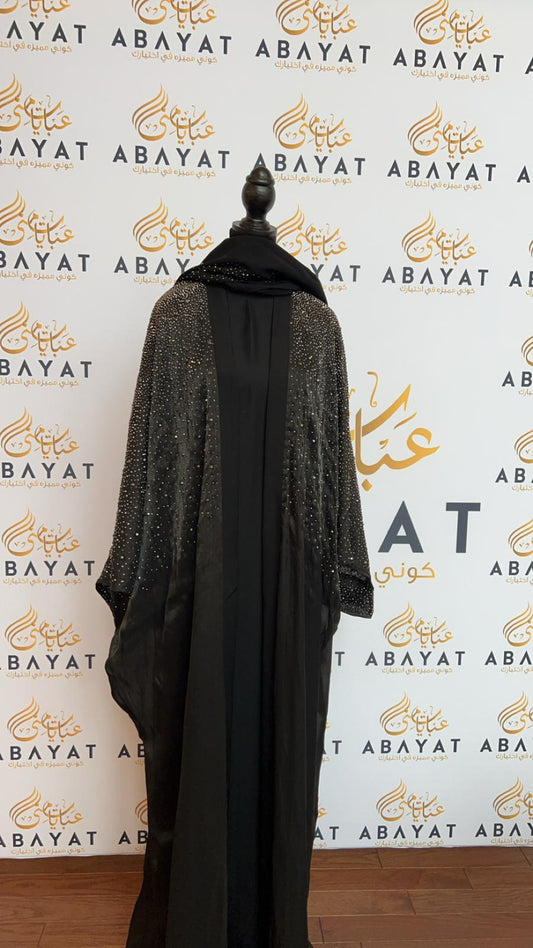 Elegant Black Sparkled Abaya Set with Coordinating Hijab
 #8097632