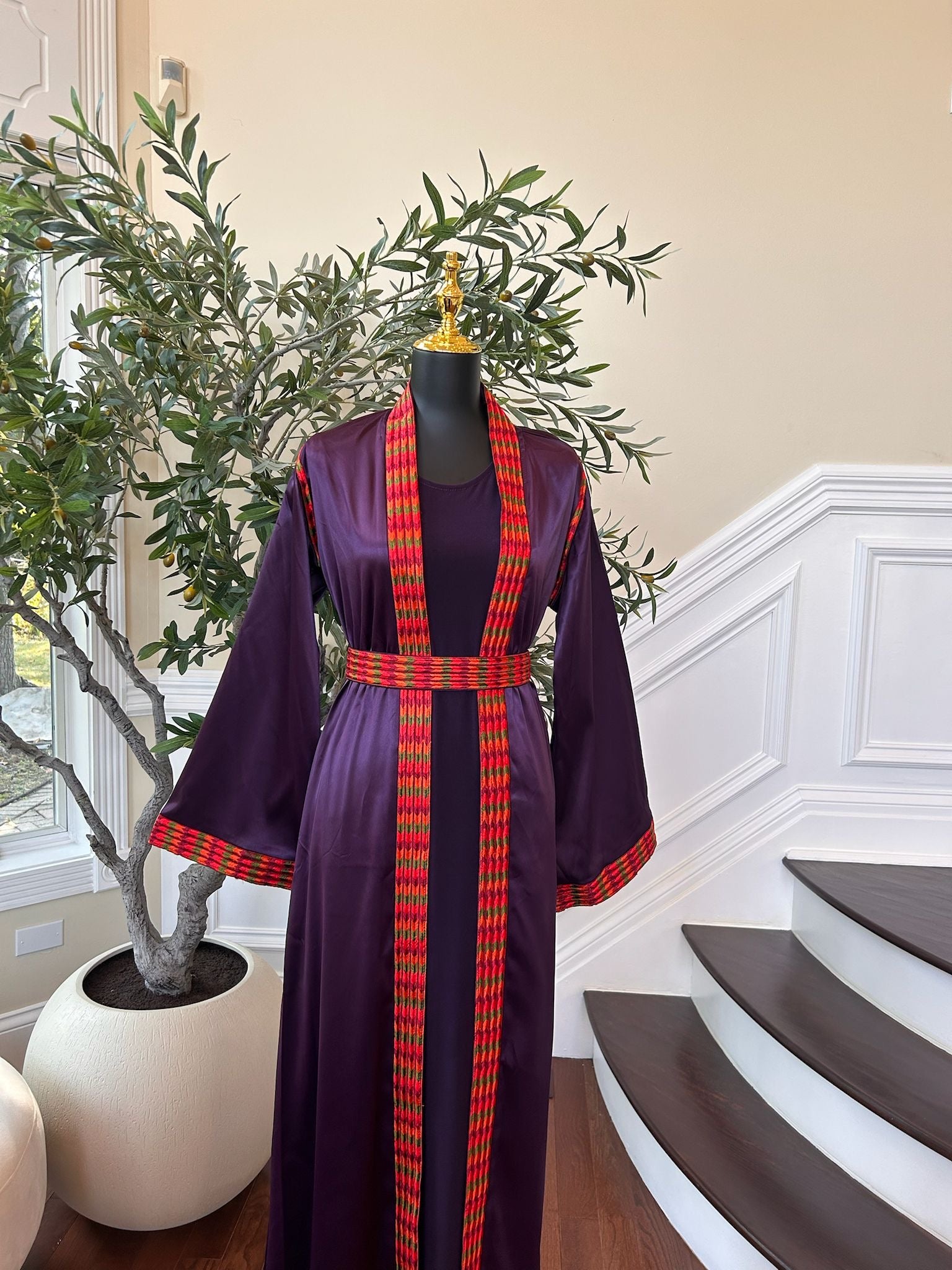 Elegant Purple Tatreez Two Piece Thobe