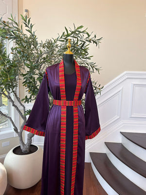 Elegant Purple Tatreez Two Piece Thobe