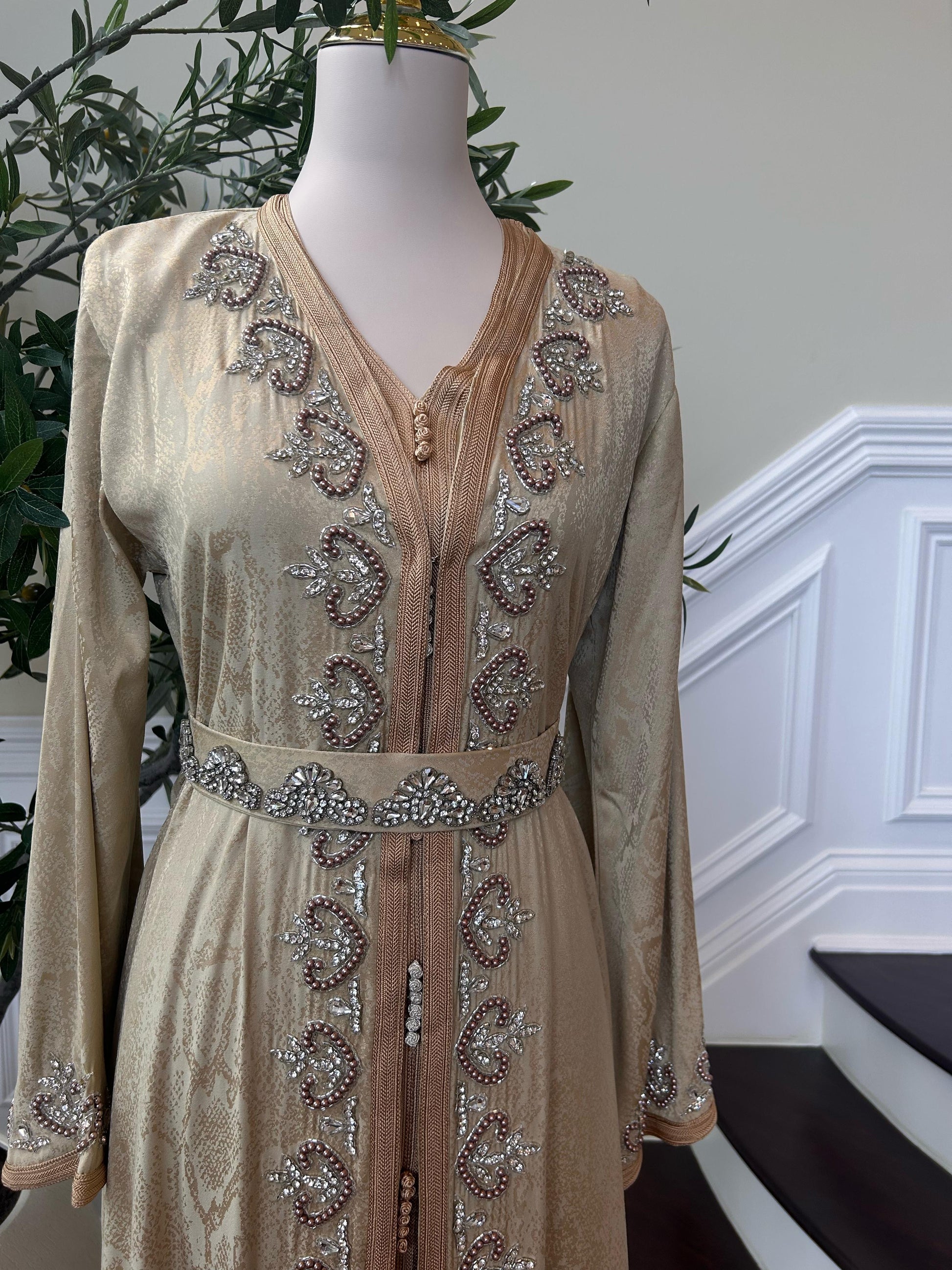 Golden Yellow Elegance Beaded Kuftan